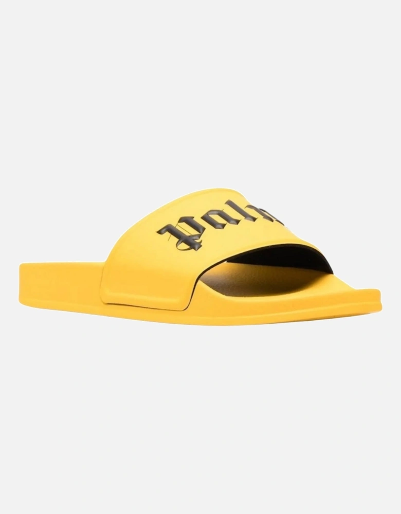 Gothic Print Yellow Pool Slides