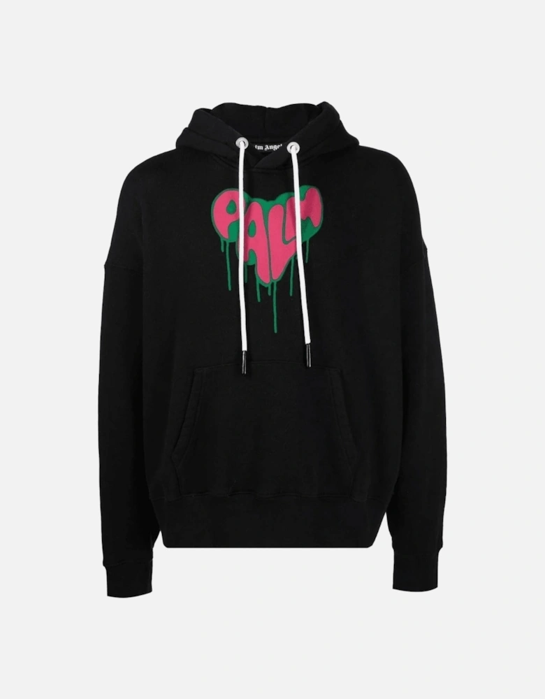 Spray Heart Design Black Hoodie