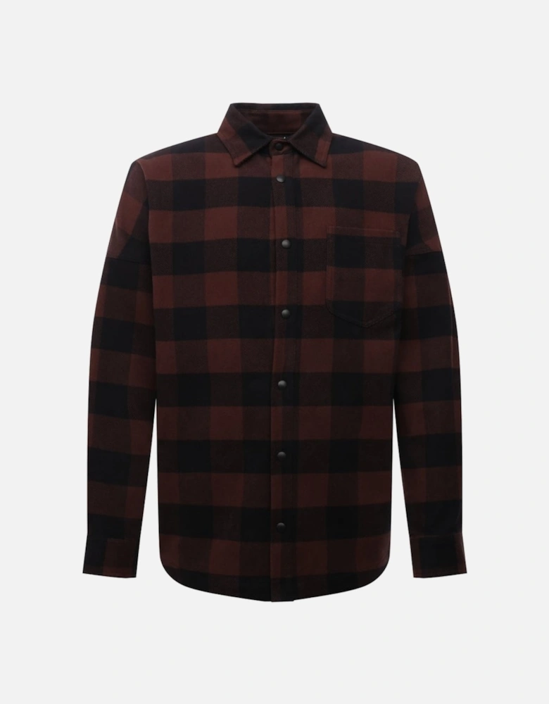 Classic Logo Brown Flannel Overshirt Jacket