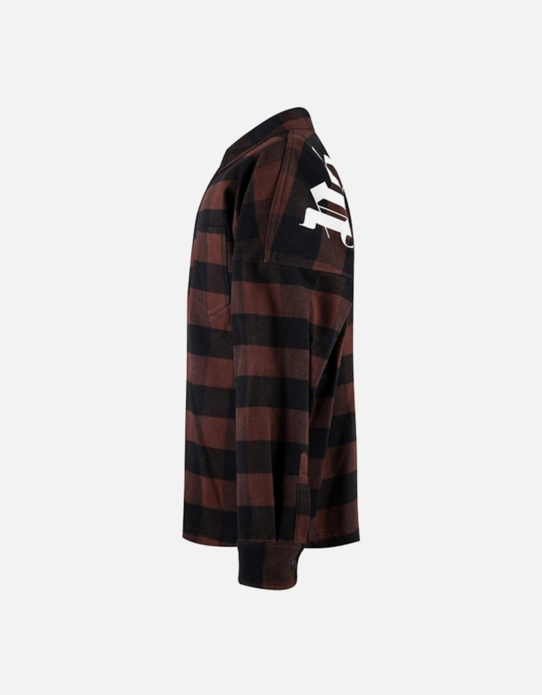 Classic Logo Brown Flannel Overshirt Jacket