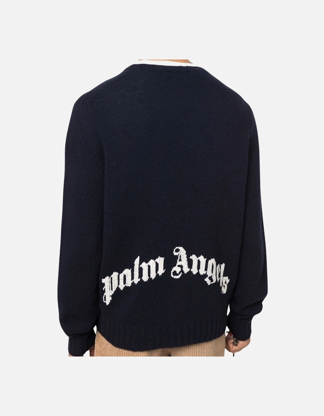 Curved Logo Navy Blue Knitted Jumper