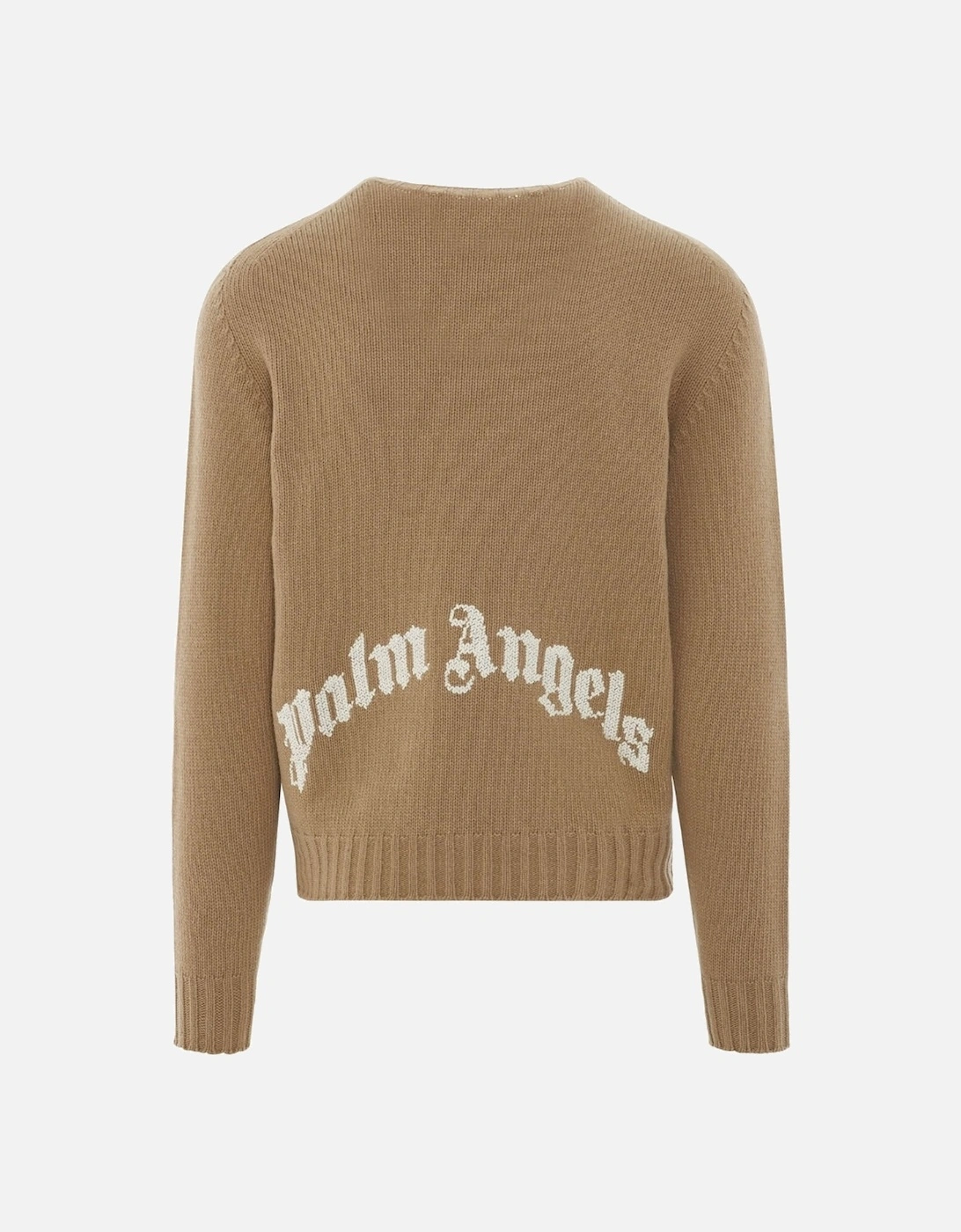 Curved Logo Beige Knitted Jumper