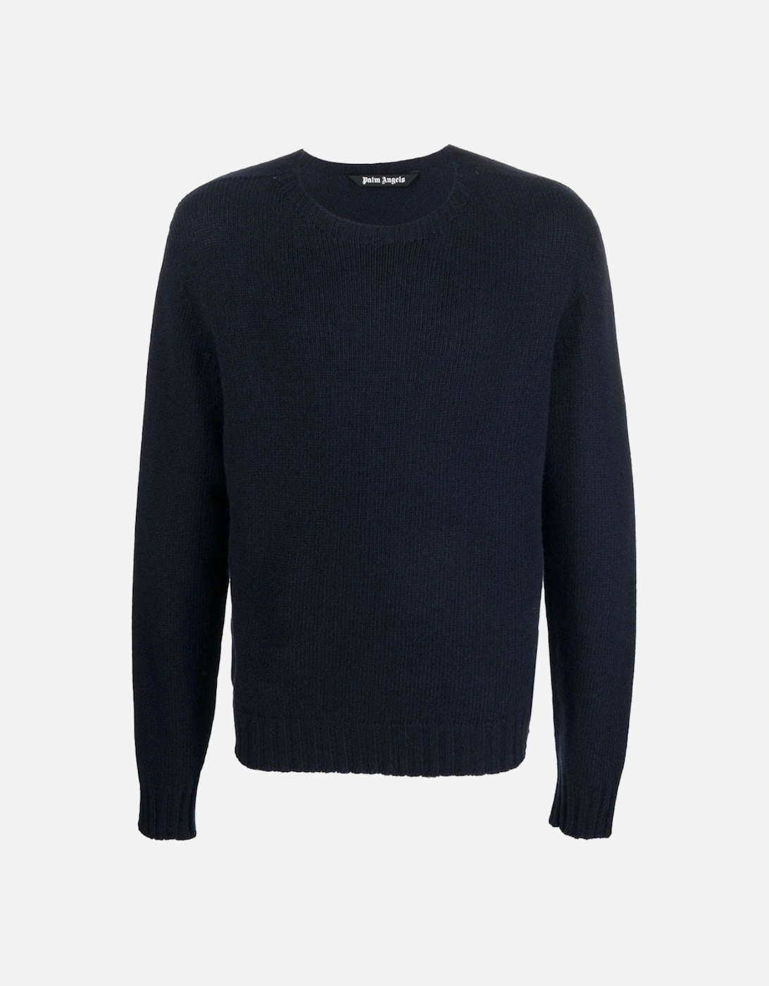 Curved Logo Navy Blue Knitted Jumper, 4 of 3