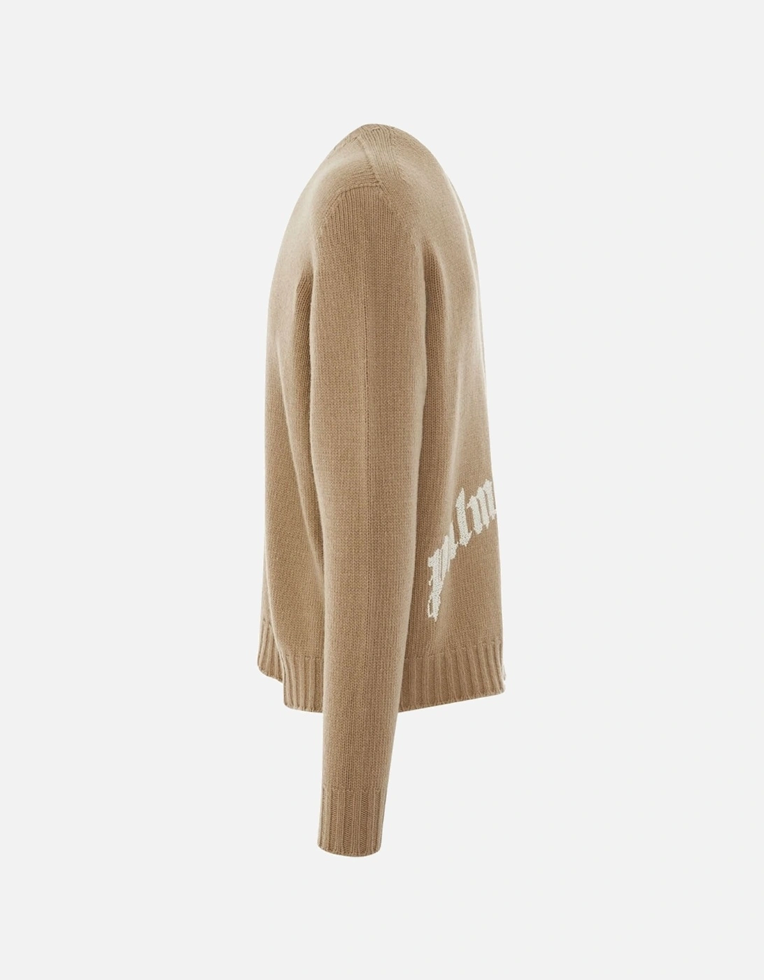 Curved Logo Beige Knitted Jumper