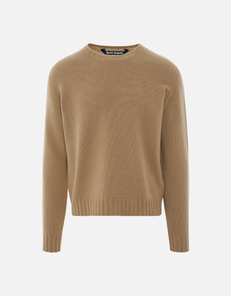 Curved Logo Beige Knitted Jumper