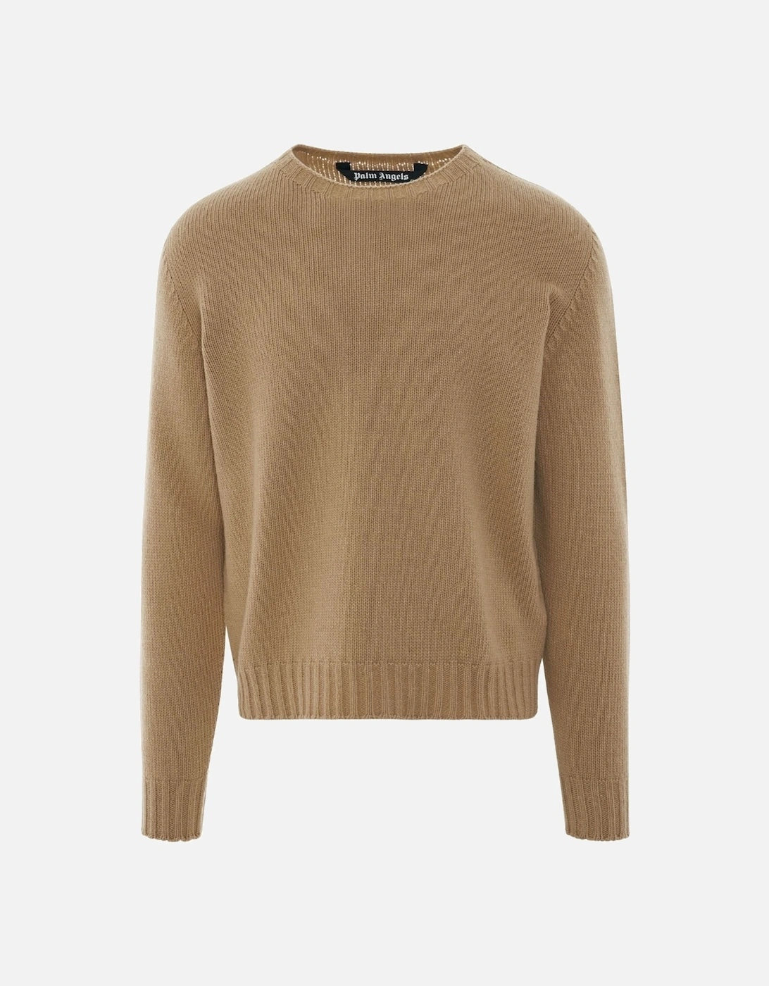 Curved Logo Beige Knitted Jumper, 4 of 3