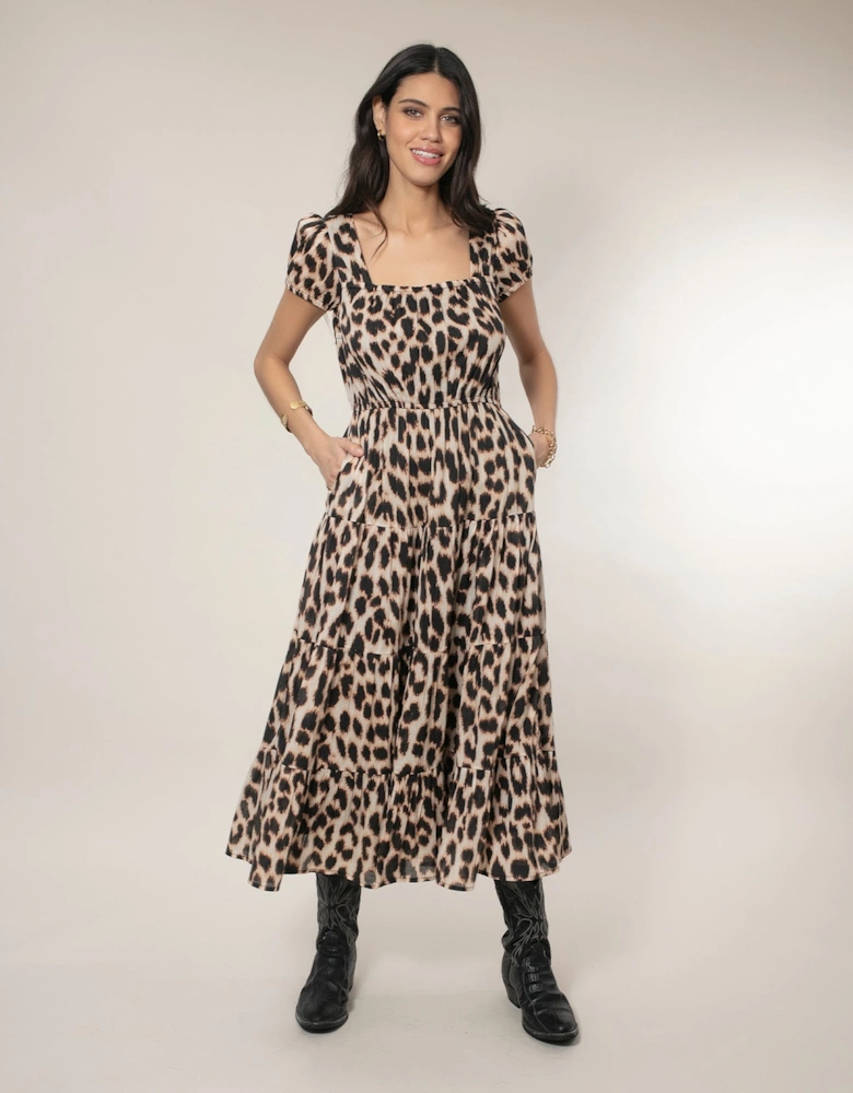 Martha Tiered Dress - Leopard