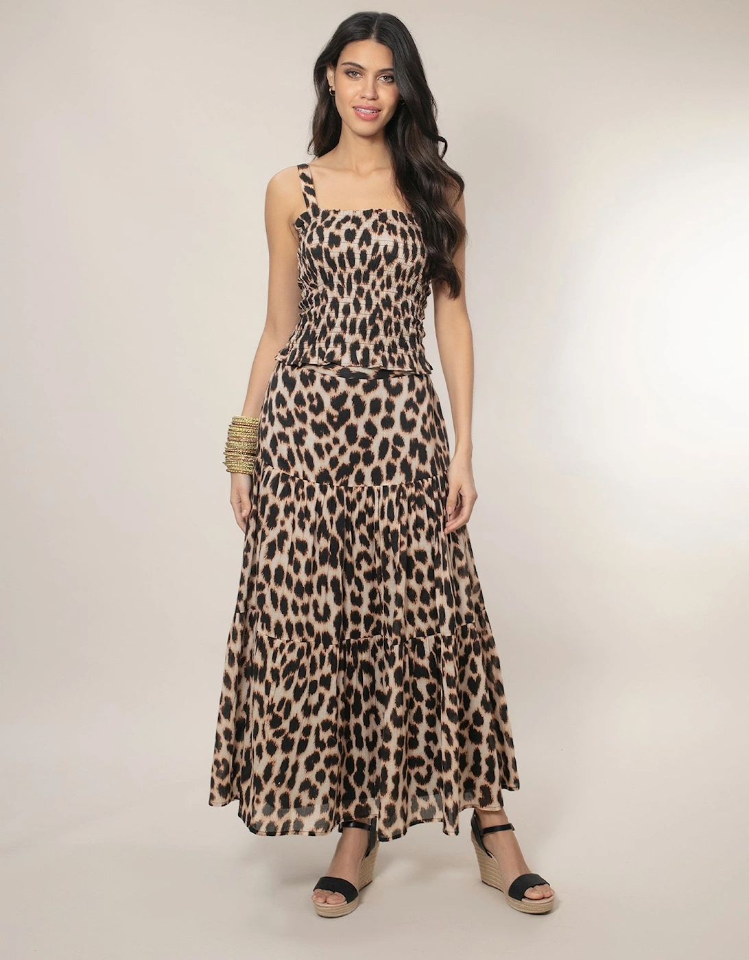 Dominica Tiered Skirt - Leopard