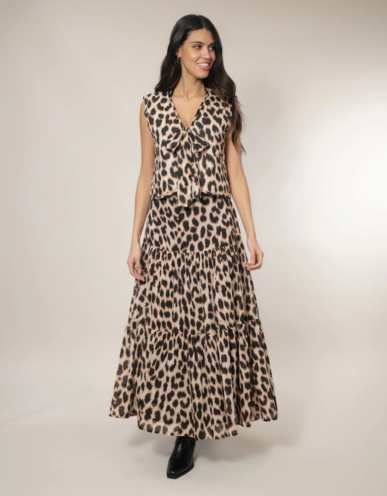 Dominica Tiered Skirt - Leopard