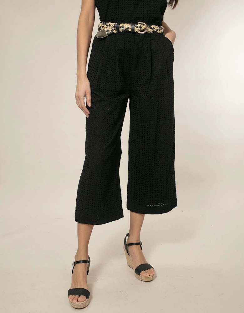 Marybeth Broderie Trousers - Black