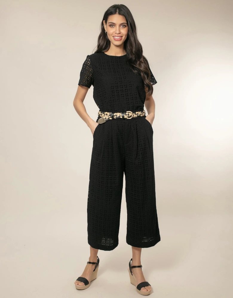 Marybeth Broderie Trousers - Black