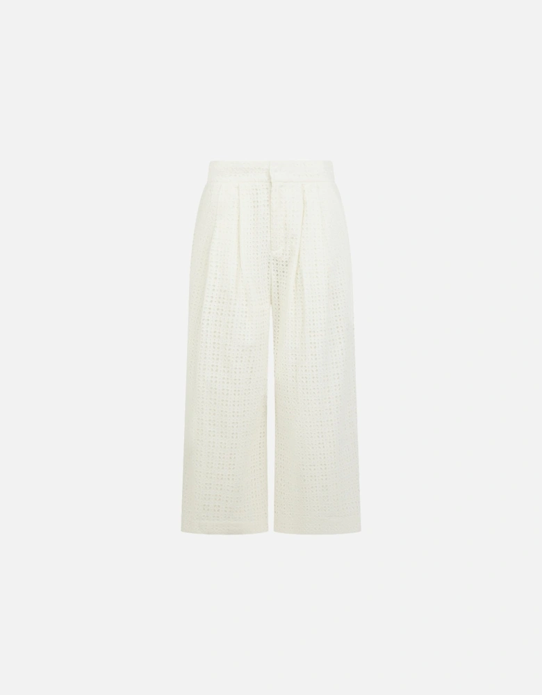 Marybeth Broderie Trouser - White