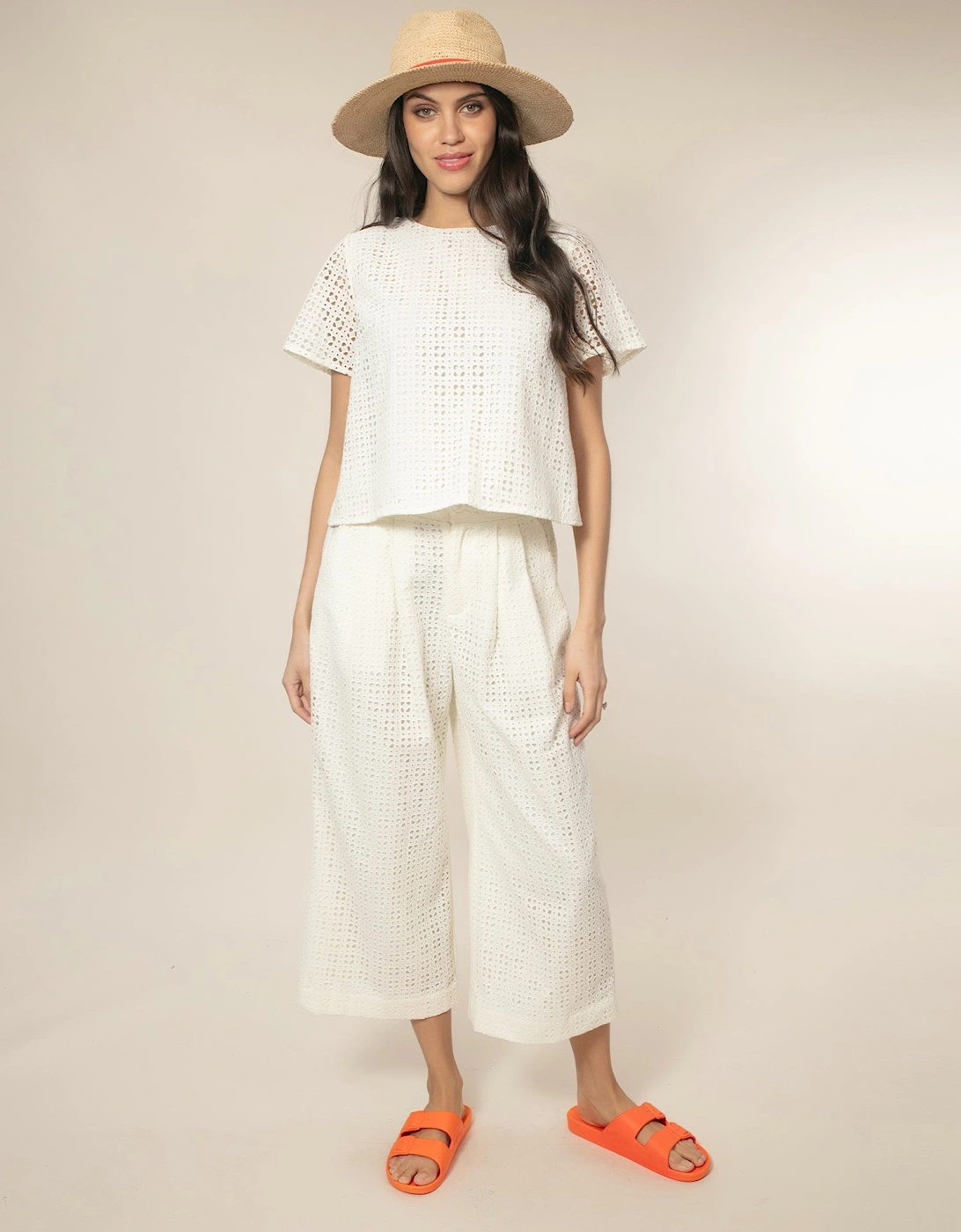 Marybeth Broderie Trouser - White, 6 of 5