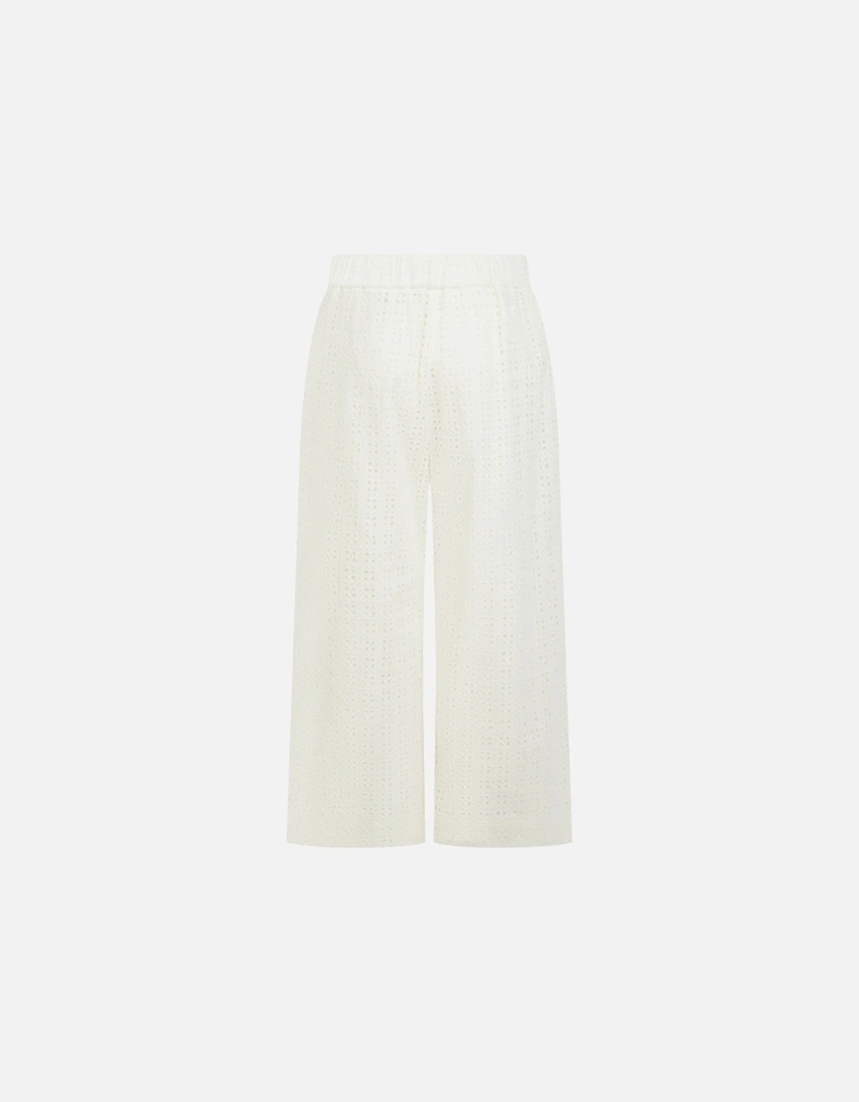 Marybeth Broderie Trouser - White