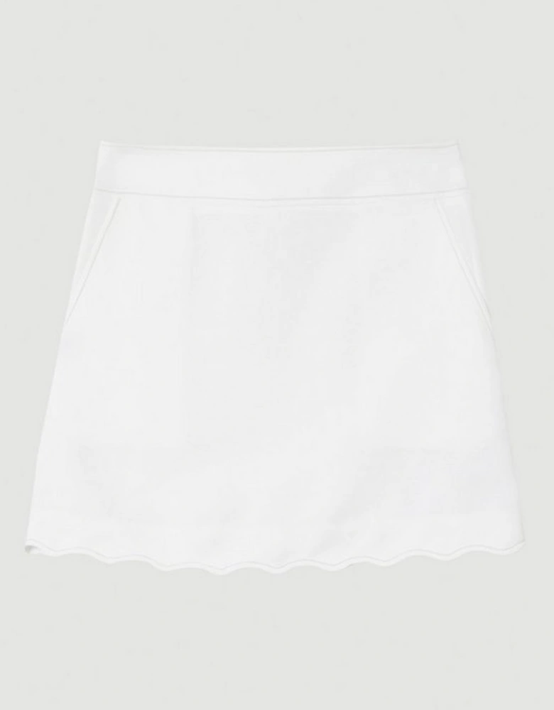 Scallop Trim Woven Crepe Skirt