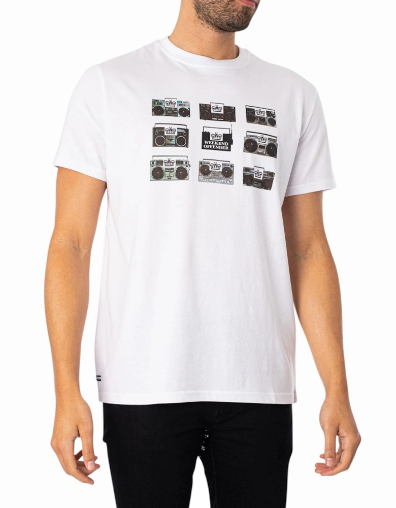 Mens T Shirt Boombox Short Sleeve Crew Neck Casual Cotton Tee