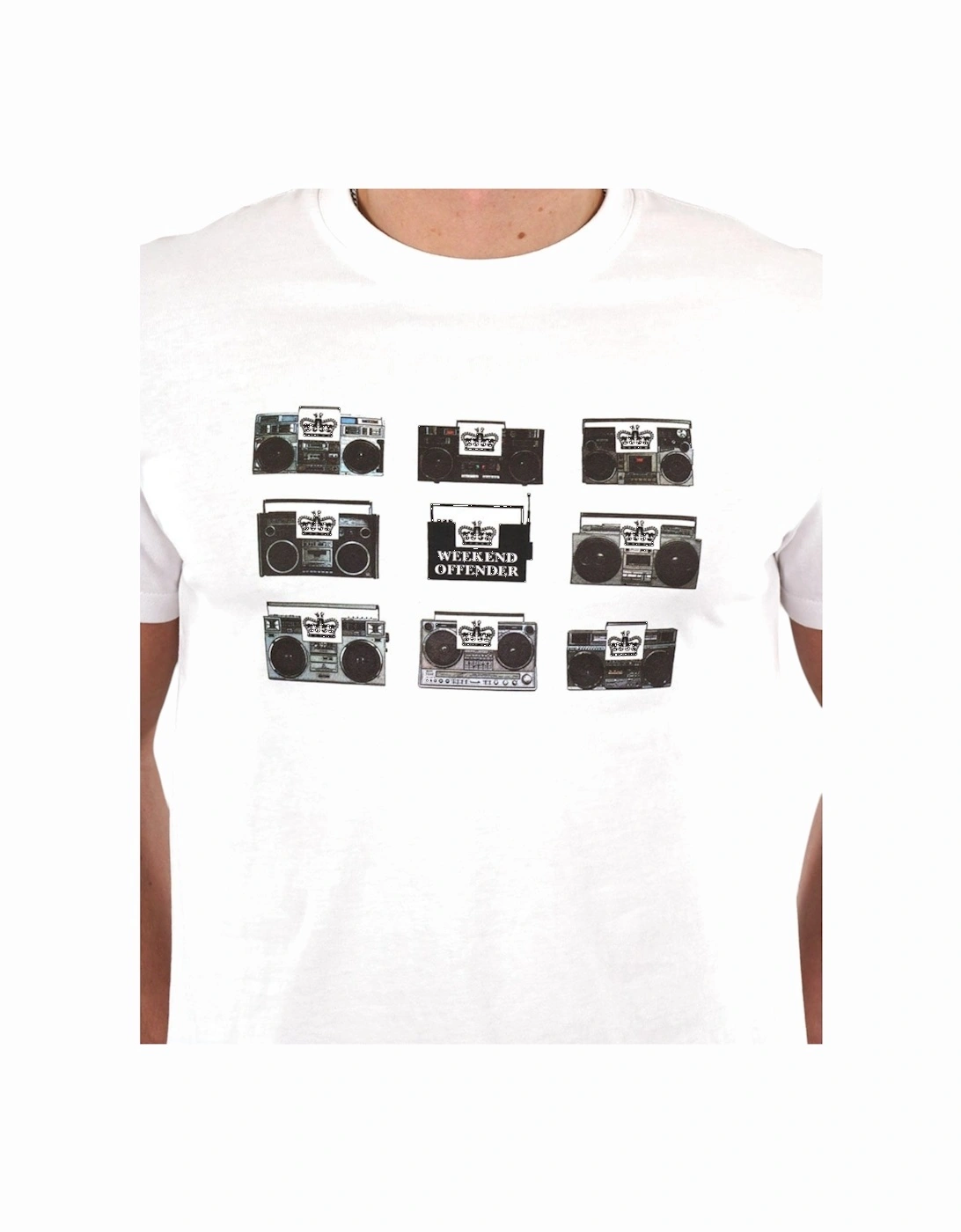 Mens T Shirt Boombox Short Sleeve Crew Neck Casual Cotton Tee