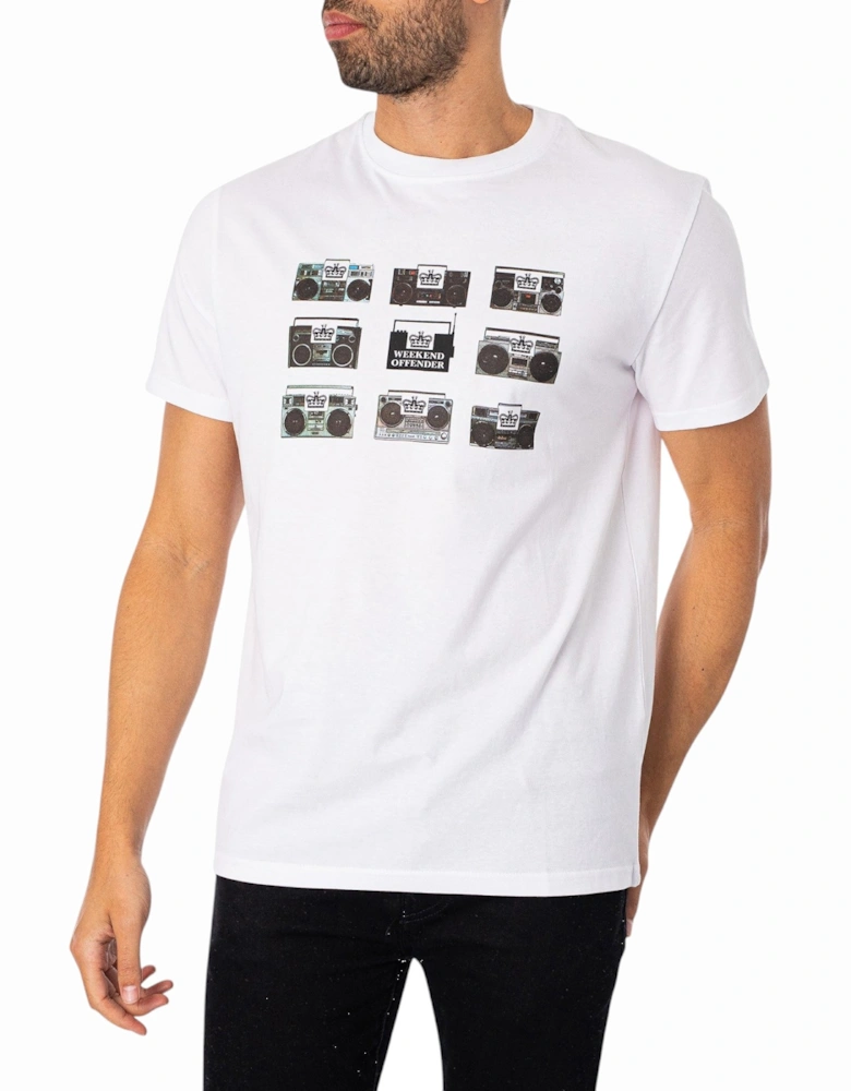 Mens T Shirt Boombox Short Sleeve Crew Neck Casual Cotton Tee