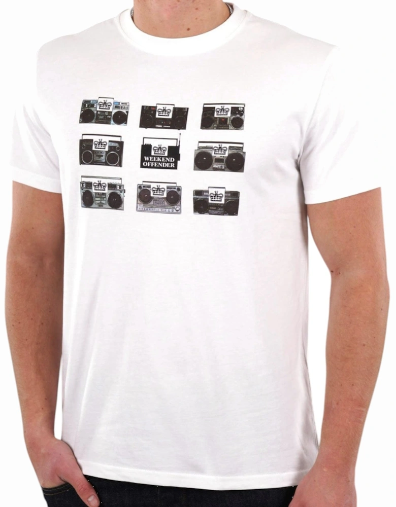 Mens T Shirt Boombox Short Sleeve Crew Neck Casual Cotton Tee