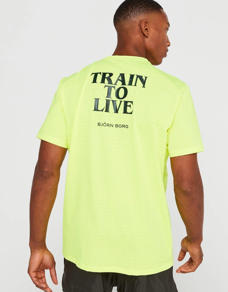 Mens Running Perforated Tee - Yellow