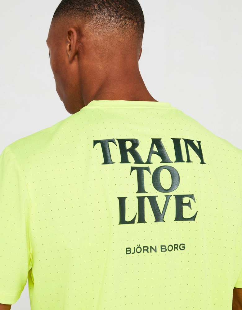 Mens Running Perforated Tee - Yellow