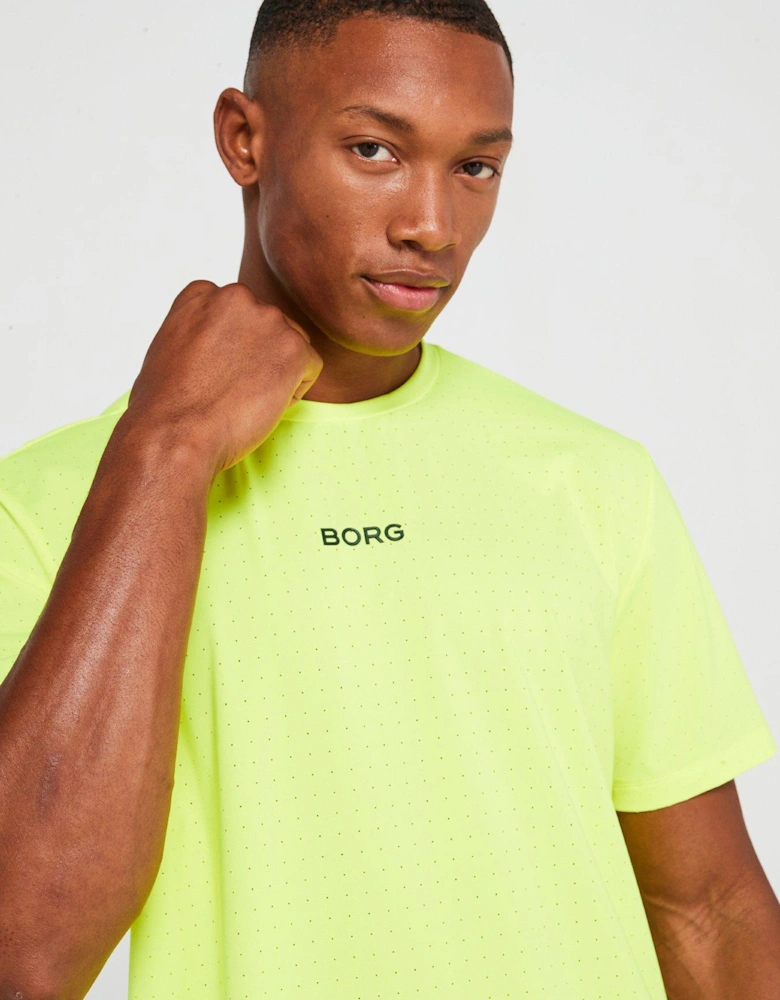 Mens Running Perforated Tee - Yellow