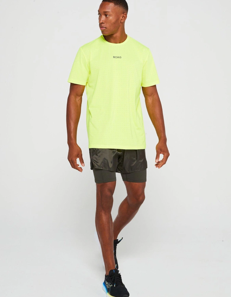Mens Running Perforated Tee - Yellow