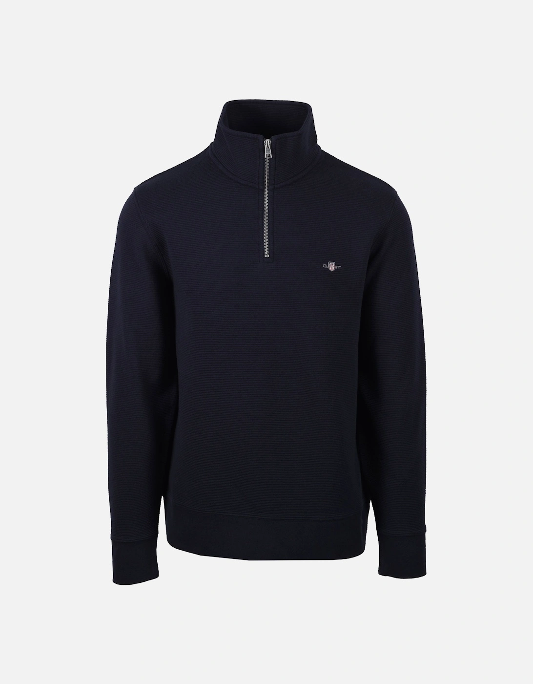 Gant Men's Navy Texture Half Zip Knitwear Evening Blue - : 38/Regular M