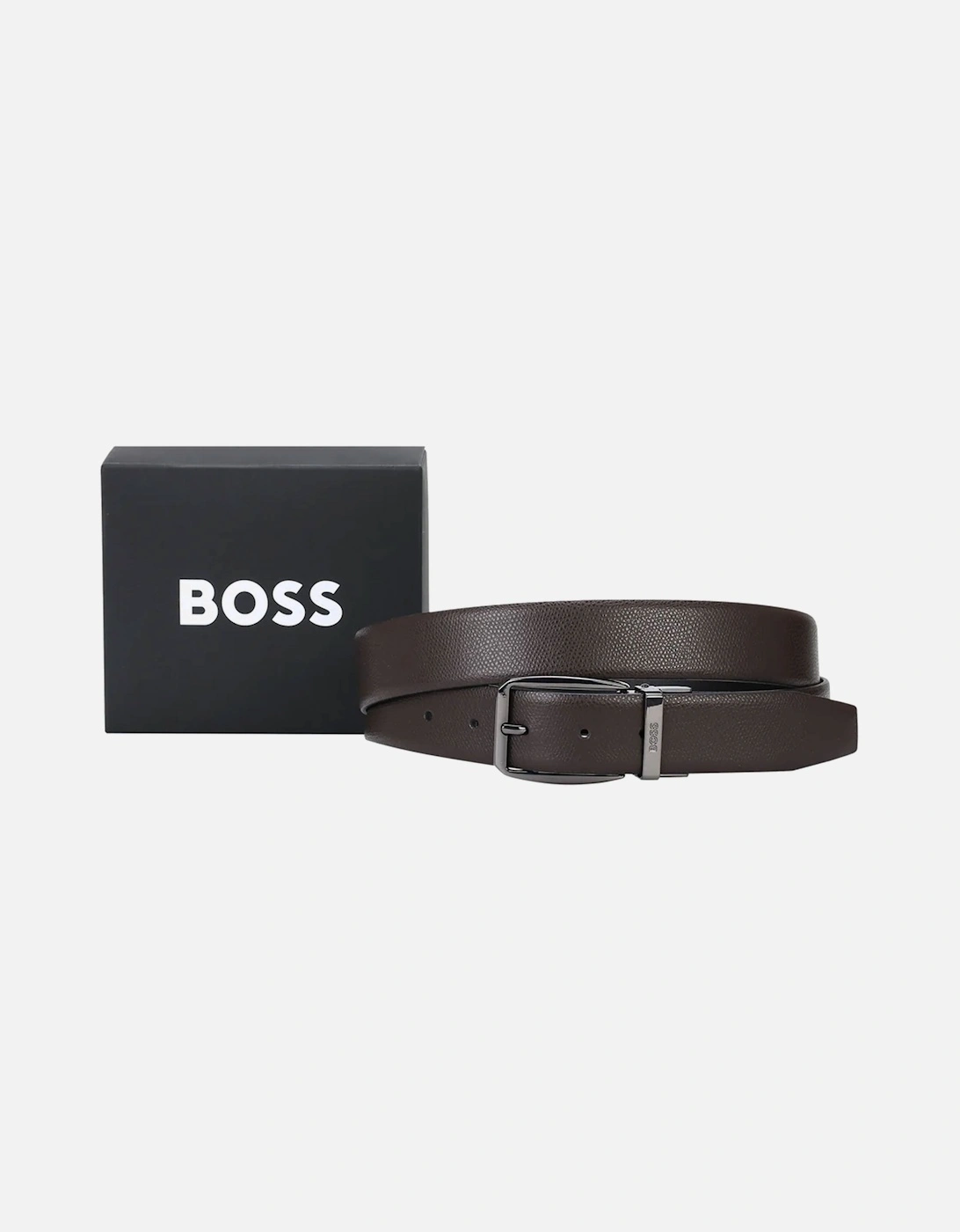 Men's Boss Black Oanto Leather Belt Dark Brown - Size: 1 size