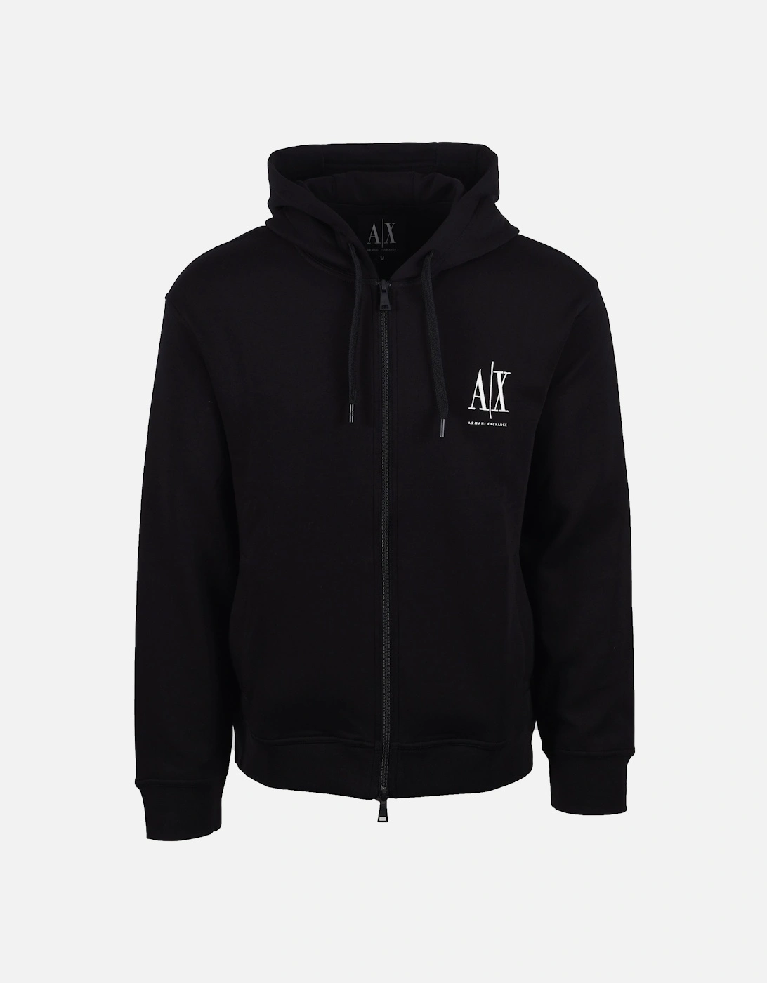 Armani Exchange Men's Black Jersey Full Zip Hooded Sweatshirt - : 38/Regular M