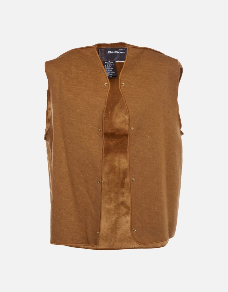 Warm Pile Press Stud Liner Gilet Brown