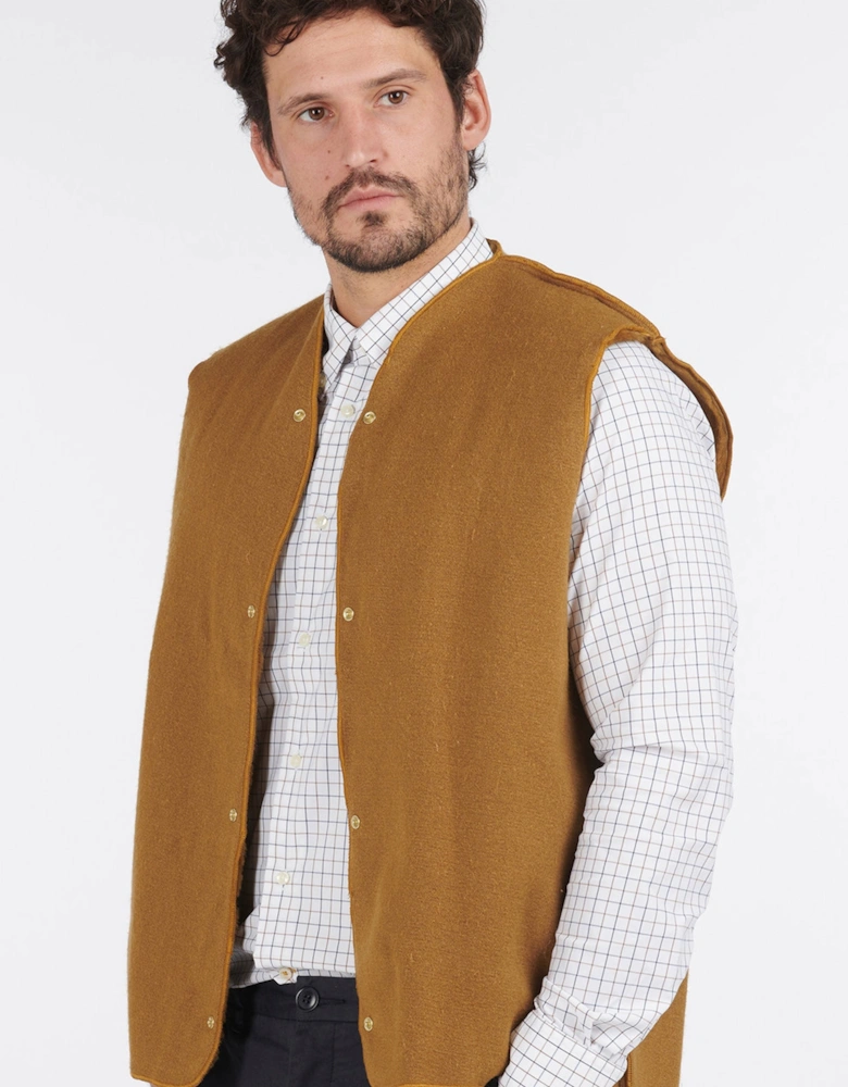 Warm Pile Press Stud Liner Gilet Brown