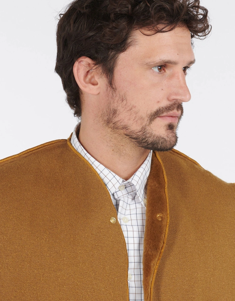 Warm Pile Press Stud Liner Gilet Brown