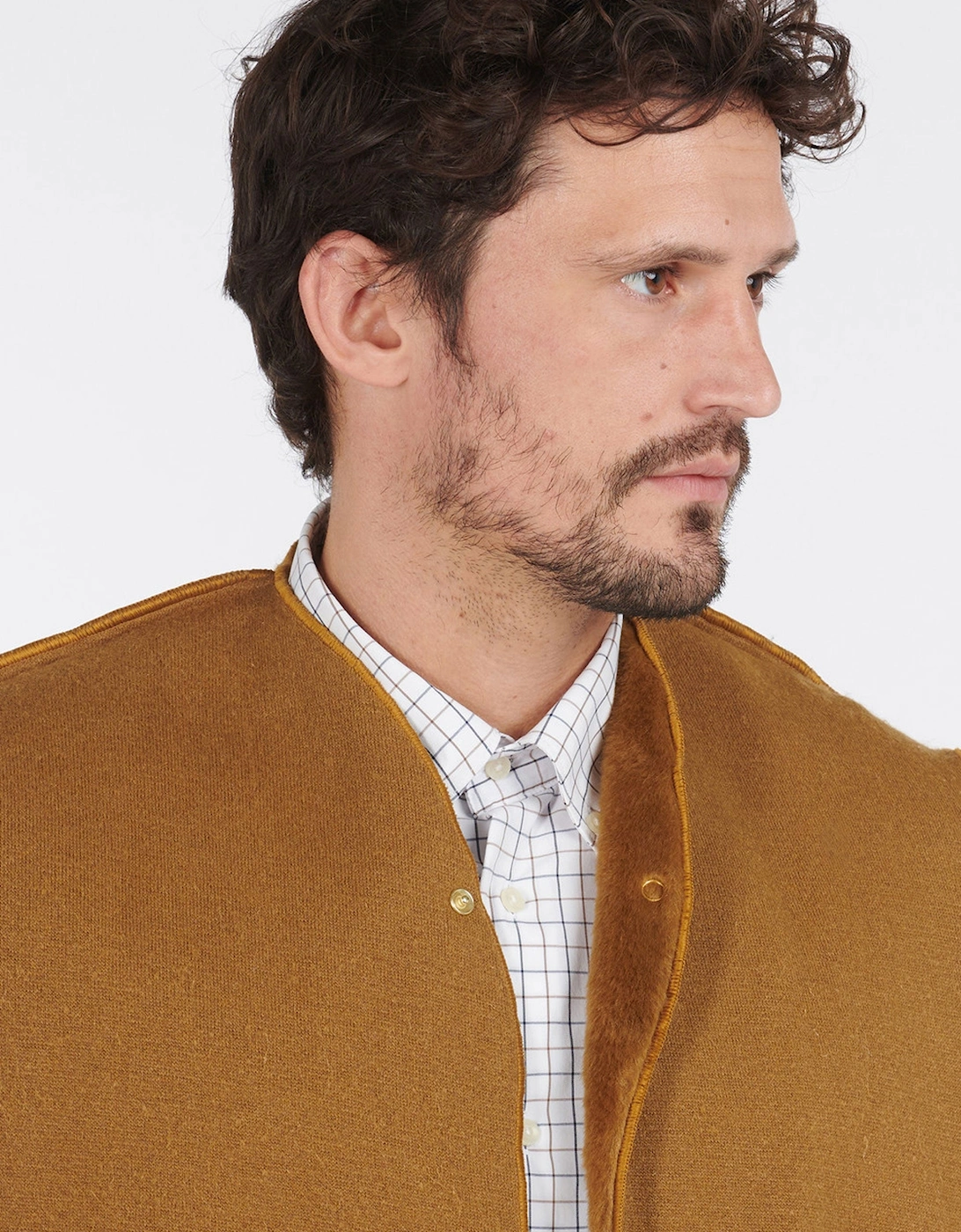 Warm Pile Press Stud Liner Gilet Brown