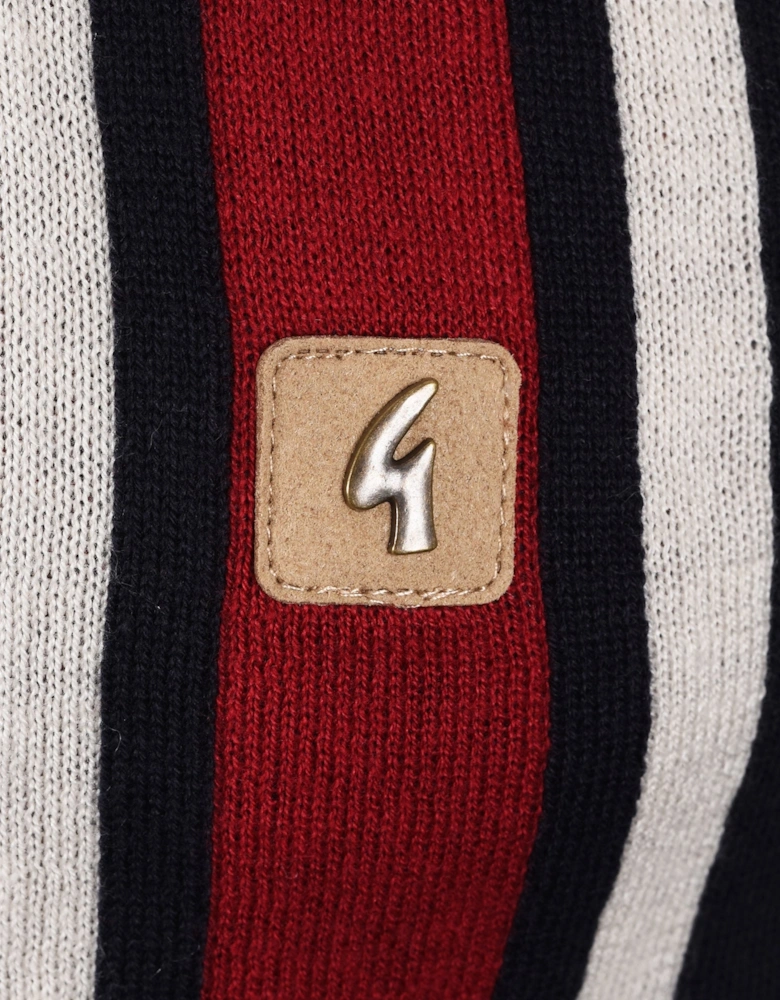 Vintage Soda Long Sleeved Knitted Polo Shirt Navy