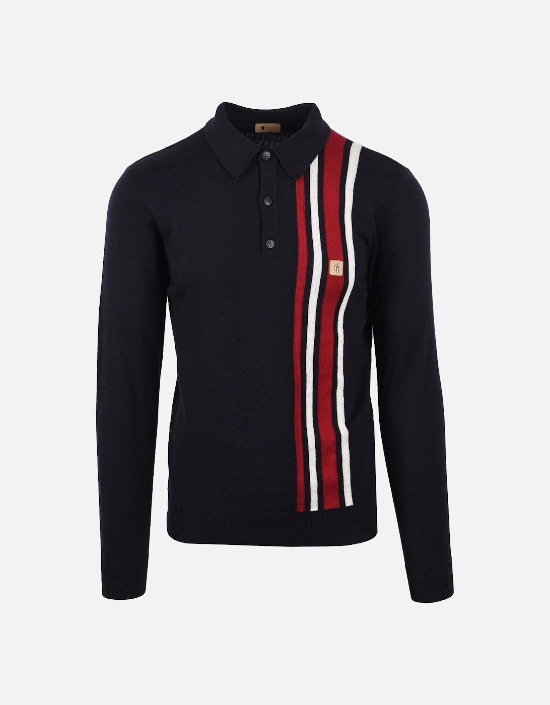 Vintage Soda Long Sleeved Knitted Polo Shirt Navy, 4 of 3