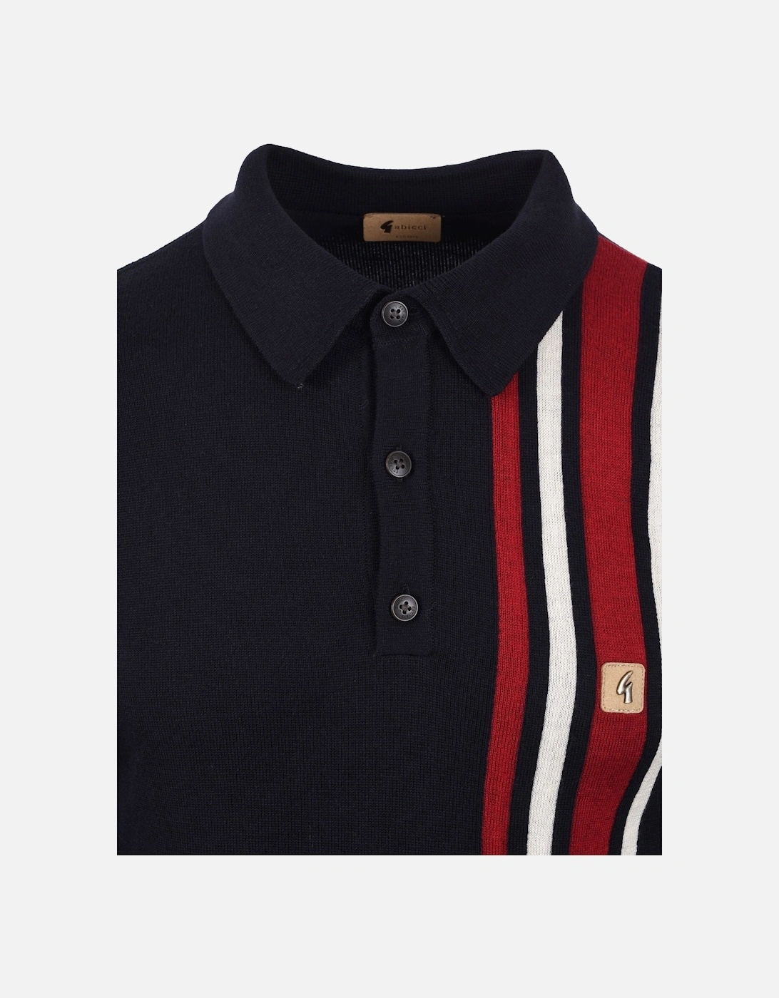 Vintage Soda Long Sleeved Knitted Polo Shirt Navy
