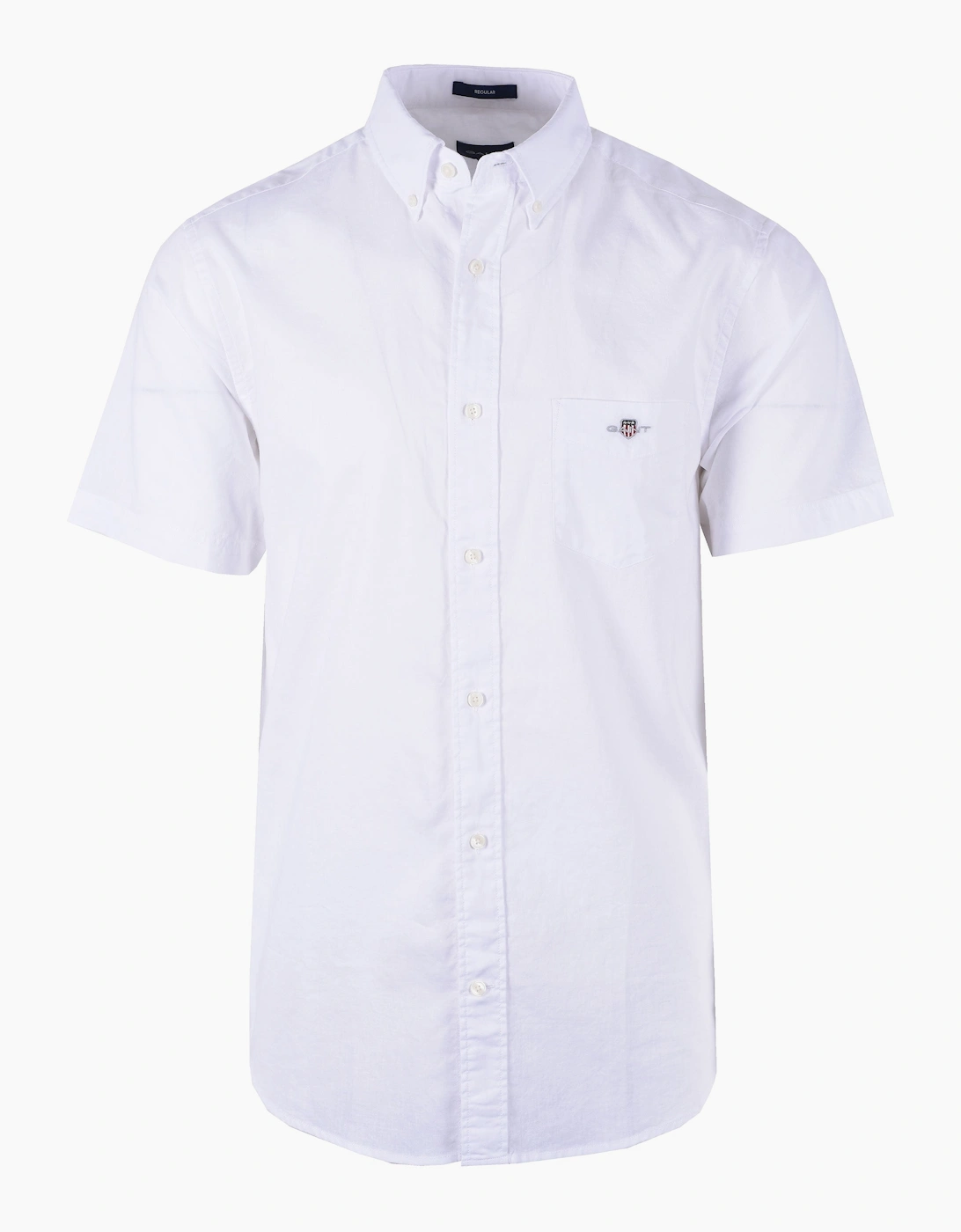 Men's Gant Reg Cotton Linen Short Sleeve Shirt White - Size: 38