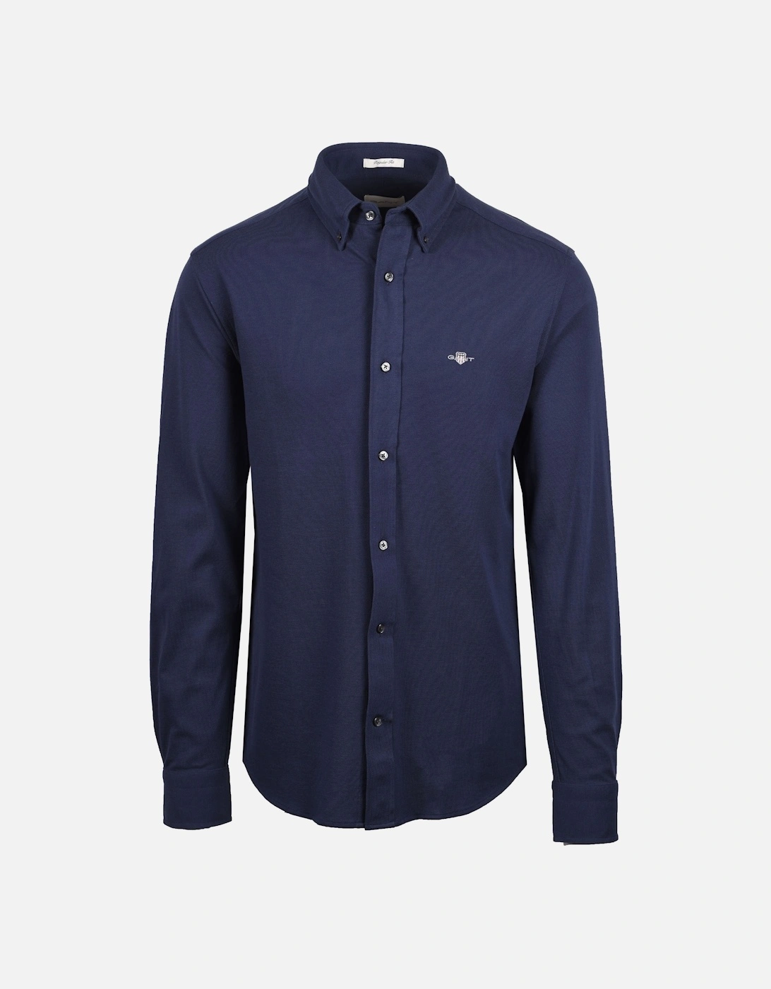 Gant Men's Navy Reg Jersey Pique Shirt Marine - : 38/Regular M