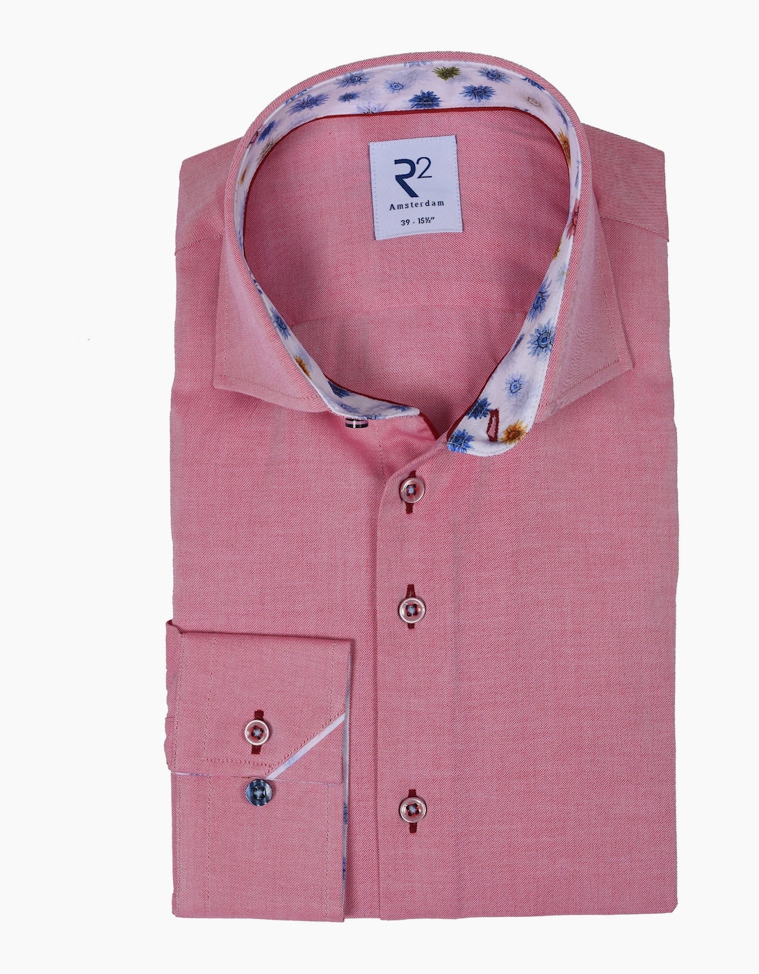Men's R2 Cutaway Collar Shirt Salmon - Pink - Size: 40