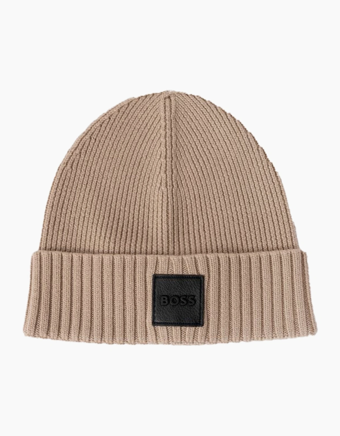 Men's Boss Black Flavio Beanie Hat Light Beige - Cream - Size: 1 size