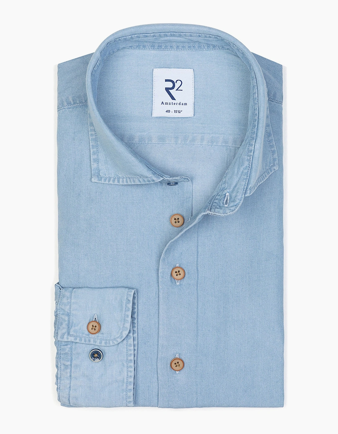 R2 Men's R2 Casual Soft Collar Shirt Light Denim - Blue