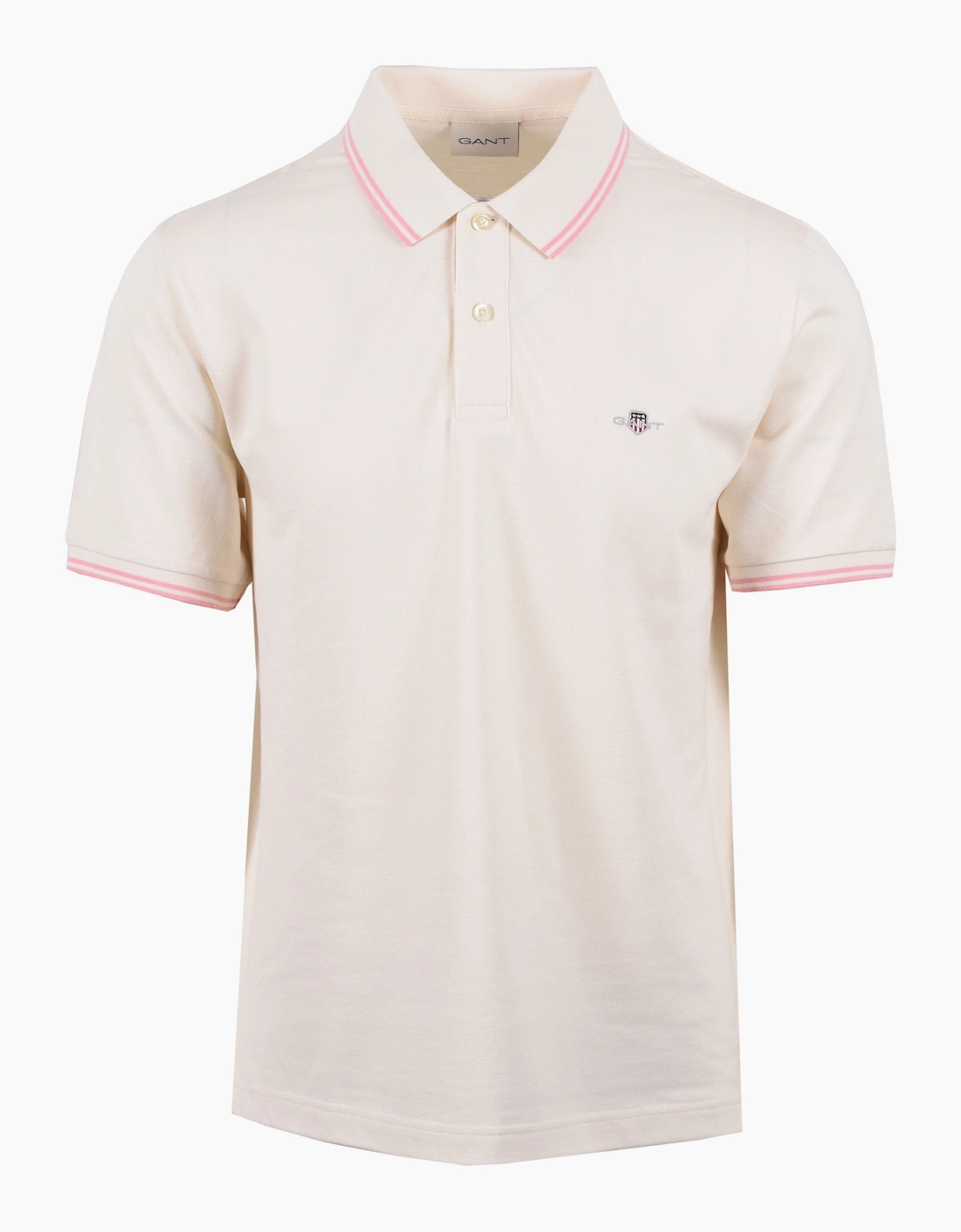 Gant Men's Cream Contrast Tipping Polo - : 42/Regular Xl