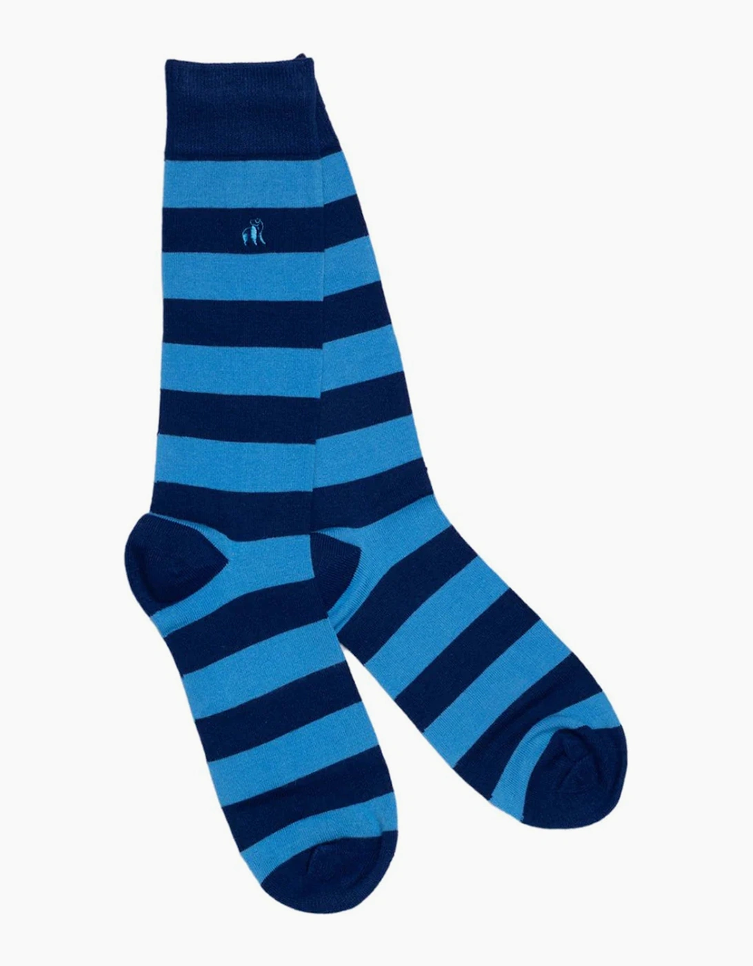 Men's Swole Panda Bamboo Socks Sky Blue Striped - Size: 7/7.5/8/8.5/9/9.5/10/10.5/11