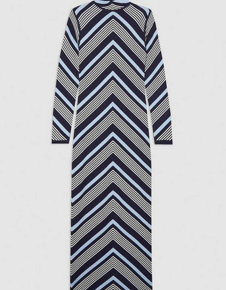 Contrast Stripe Detail Knitted Maxi Dress