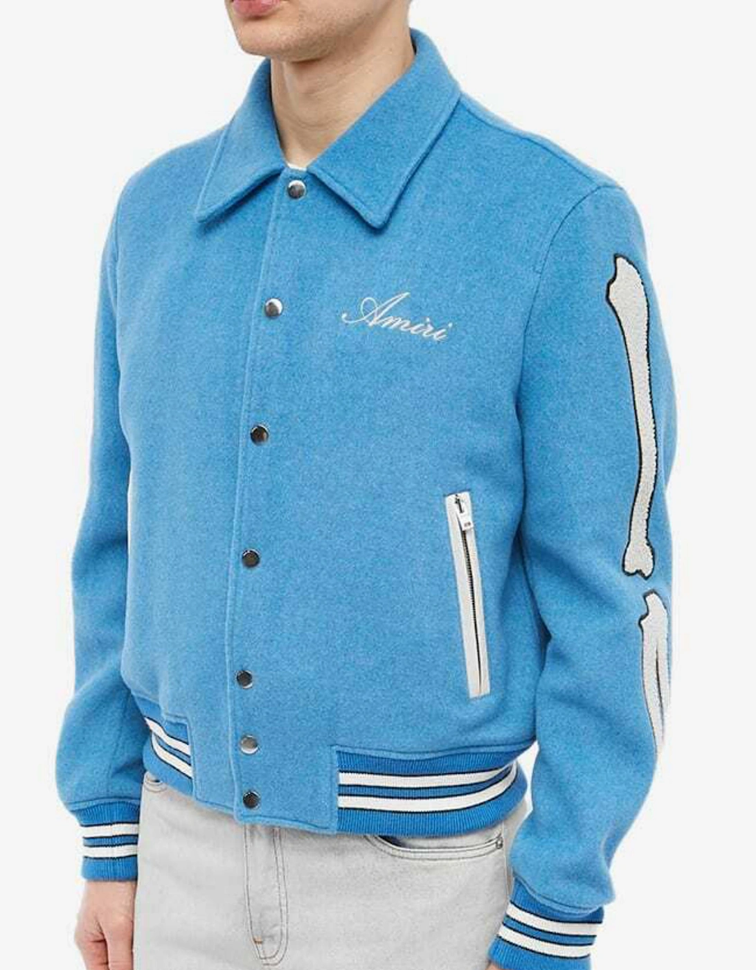 AMIRI BONES VARSITY JACKET BLUE