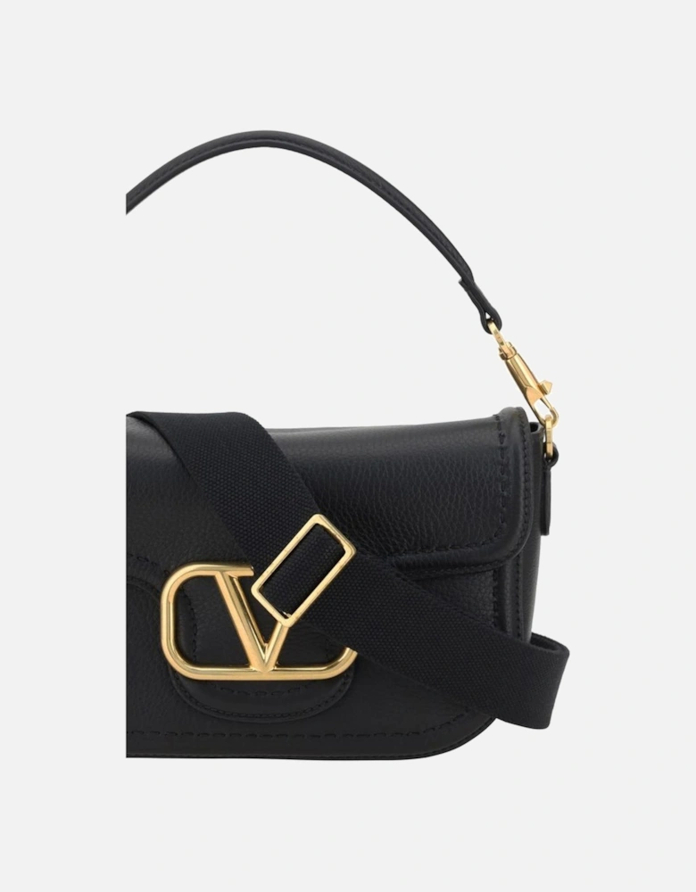 All Time Leather Shoulder Bag with VLogo Women - Black