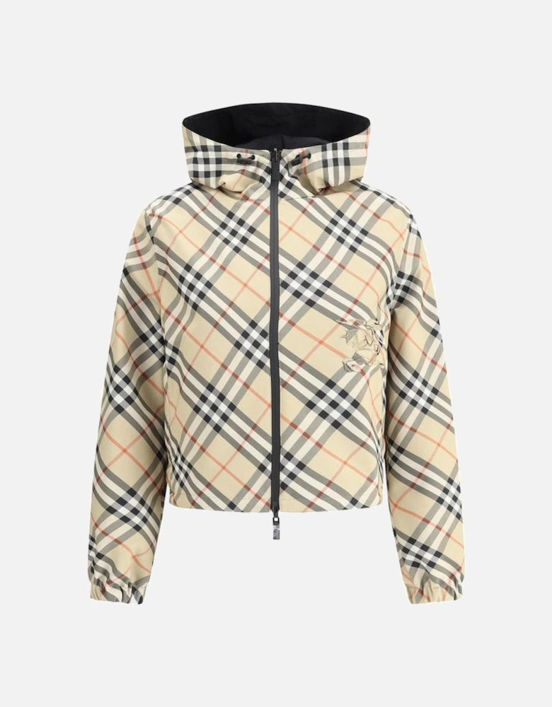 Reversible Hooded Jacket with Adjustable Drawstring Hem Women - Brown