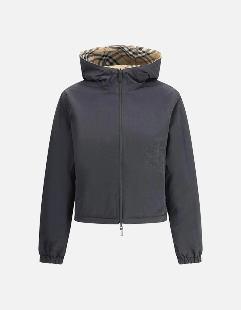 Reversible Hooded Jacket with Adjustable Drawstring Hem Women - Brown
