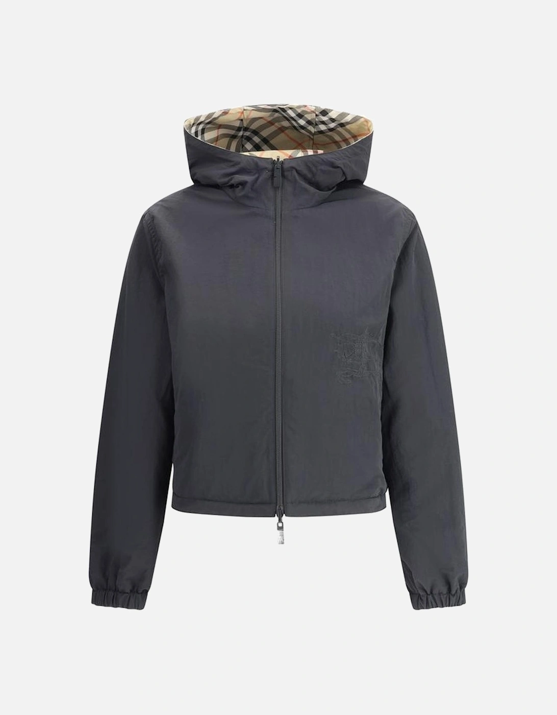 Reversible Hooded Jacket with Adjustable Drawstring Hem Women - Brown